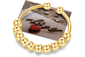 Ahokei Anxiety Ring Silber 925 Stress Ring 50-60MM Fidget Damen Damen Gold,Stressring Silber Ringe 925 Frauen Angstring Spinner Anxiety Ringe Gold Verstellbar Geschenk Für Frauen