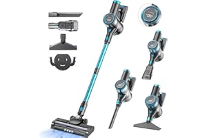 QUILTED NORTHERN Akku Staubsauger, 45000Pa/550w/65Mins Staubsauger Kabellos mit LED-Touchscreen, 1.5L Staubabscheider, Kabelloser Staubsauger für Tierhaare, Holzböden, Fliesen, Teppiche und Autoinnenräume