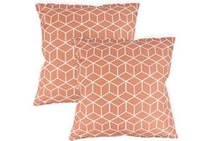Gardenwize - Pack of 2 Outdoor Scatter Cushions, Garden Furniture Cushions - Covers & Pillows (Orange Cube)