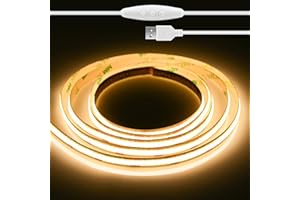Oumida 2 Metri Striscia LED COB 5V USB, 3000K Bianco Caldo 640LED CRI92+ Dimmerabili Strisce Luce LED Flessibile per Retroilluminazione TV, Cucina, Camera da Letto,Soggiorno, Fai da Te (2M)