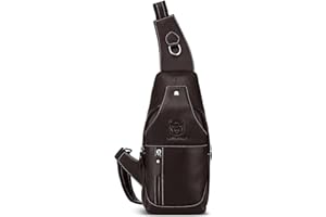 VARLIVOO Retrò Zaino Monospalla da Uomo Borse a Spalla Sling Bag Crossbody Bag Sling Backpack Affare Viaggio Escursionismo Impermeabile Pelle