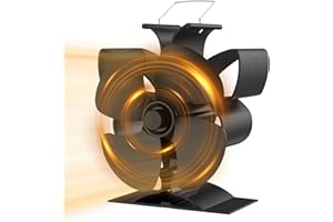 UZIMOO Ofenventilator, 4 Blättern Kaminventilator ohne Strom Leiser Betrieb, Holzofenventilator Wärmebetrieben Kamin Ventilator, Hitzebetrieben Kaminbesteck Ventilator für Holz/Holzbrenner/Kamin