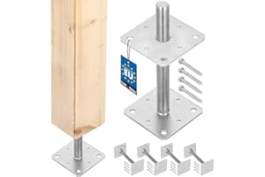 KOTARBAU® Set di 4 Supporto per Pali in Legno 110x110x250 mm Supporti Regolabili Pavimento Travi in Legno Zincato Manicotto di Ancoraggio Palo Staffa Pali Legno Fissaggio Pali Legno