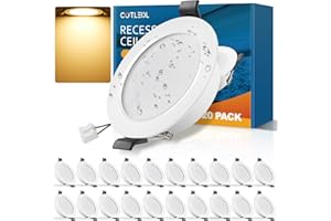 COTLEDL 20 LED Recessed Spotlights 230 V Flat 5 W Spotlights IP44 Bathroom Recessed Lights Warm White 3000 K Ceiling Spotlights, 450 LM Recessed Spotlights LED Recessed Spotlight Hole 68-80 mm for
