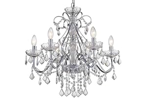 BESTIER Lámpara colgante moderna de cromo Iluminación de cristal Lámpara de techo Lámpara para comedor Cuarto de baño Dormitorio Sala de estar Se requieren 6 bombillas E14