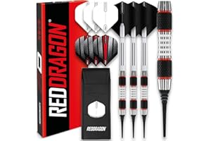 RED DRAGON Evo Softip Fléchettes en tungstène - avec Pointes en Acier, Empennages, Porte Empennages