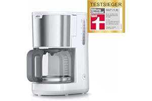 Braun Household PurShine KF 1500 WH ekspres do kawy – przelewowy ekspres do kawy ze szklanym dzbankiem na maks. 10 filiżanek, system OptiBrew, automatyczne wyłączanie, 1000 W, biały, KF1500WH