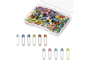 FVIZAL Safety Pins,120pcs Small Colorful Safety Pins with Clear Case,19mm Assorted Nickel Plated Stainless Steel Safety Pins Durable For Clothes And Ideal for Clothes Sewing Handicrafts Jewelry DIY