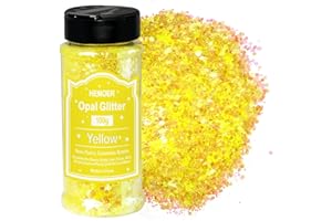 ‎HEMOER HEMOER Gelb Opal-Glitter, 100g Chunky Pailletten Glitter, Craft Glitter für Harz, Gesicht, Nagel, Körper, Kunsthandwerk, Slime Festival Party Art, Glitzerpuder für Nägel Glitzer