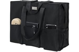 TOPDesign Praktische wasserdichte Tragetasche mit 13 Außen- und Innentaschen, Reißverschluss Oben und dickem Stützboden