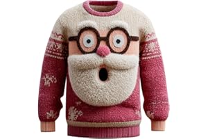 Generisch Weihnachtspullover Herren Neuheit 3D Druck Hässlich Weihnachten Sweatshirts Pullover Weihnachtsmann Lustig Rundhals Ugly Christmas Sweater Weihnachtspulli