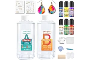 ERCorArt Epoxy Resin Kit - 1000 ml / 33.8 oz Crystal Clear Casting Resin Kit with Droppers, Sticks, Gloves and Resin Glitter for Tumblers, Jewelry Resin, Molds, DIY Crafting Resin Kit