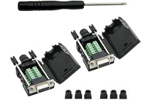 YIOVVOM Conector de derivación DB9 a Terminal de cableado RS232 D-SUB adaptadores serie Hembra Tarjeta de derivación de puerto Módulo sin costura con carcasa (Adaptador hembra de 2 PCS)