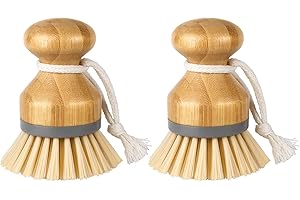 MR.SIGA Brosse à Paume en Bambou, Brosse à Récurer pour Nettoyage des Vaisselle Casseroles Plates Éviers de Cuisine, Lot de 2