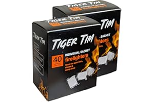 Tiger Tim 80 Sachet Firelighters Mess-Free Safe Odourless Instant Fire Starter for Wood Burners Barbecues Stoves Grills Campfires