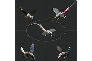 YAZHIDA Kit de moscas de pesca con mosca con caja de moscas, ninfas, mosca seca, mosca húmeda, serpentinas, moscas realistas