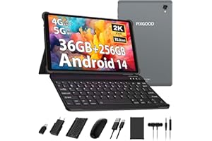 PIXGOOD 2K Tablet 10,4 Pollici, 4G LTE+5G WiFi, 36GB RAM+256GB ROM (2TB TF), Android 14 Tablet PC, Octa-Core, INCELL 2000 * 1200, 8000mAh, 13MP+8MP, GPS, Tablet in offerta con tastiera ect (Grigio)