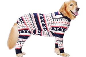 YEAPEETO Dog Surgery Recovery Suit for After Surgery Large Medium Dogs, Post Surgery for Female Male Dog, Cone E-Collar Alternative Pet Onesie, Prevent Licking Dog Suit (3XL, Christmas Blue)