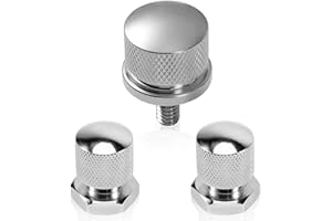 Eumti 3PCS Stainless Knurled Fender Rear Seat Bolt Screw with Solo seat mounting nut 1/4"-20 Thread Skull Pattern Black Eyes Fits Harley Davidson All Touring Softail Models 1999-Later