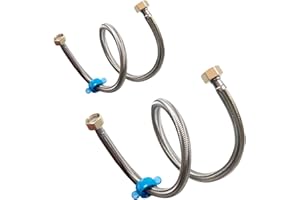 LEADAHEAD Pack of 2 Flexible Pipe Stainless Steel Braided Hose for Toilet/Taps 1/2" x 1/2" BSP 70cm Long