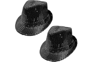 FUIPVGI Bowler-Hut mit Pailletten, Western-Jazz-Tanzhut, für Fasching, Disco, Hip-Hop, glänzende Kappe, Cowboy-Fedora-Hut, für Jazz-Hip-Hop-Auftritte, Halloween, Cosplay-Events, 2 Stück