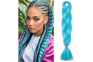 Silk-co 60cm-Extension per Treccine Africane Capelli Finti Extension Braids Hair Capelli per Treccia Finta–Cielo Blu