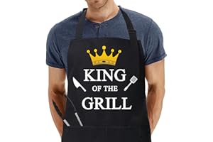 umboom Apron for Men, Dad's Gift Black Waterproof Apron, Adjustable Chef Apron with 2 Pockets, Personalised Apron