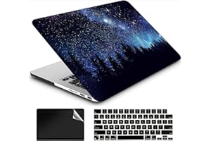 AMCJJ Kompatybilne z MacBook Air 13" etui z lat 2017 2016 2015 2014 2013 2012 2011 2010 wersja A1466/A1369, plastikowa twarda obudowa i osłona klawiatury i osłona ekranu - las nocne niebo