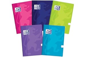 Oxford Touch zeszyt szkolny A5, 32 arkusze w linie z boczną krawędzią, papier o wyglądzie 90 g, aksamitnie miękka koperta laminowana, zestaw notatników do biura i szkoły, opakowanie 10 sztuk,