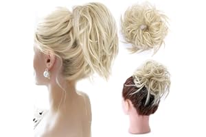 S-NOILITE XXL Postiche Cheveux En Caoutchouc Chouchou Chignons VOLUMINEUX Bouclés Ou Chignon Décoiffé Extension a clip Cheveux Naturel Blond de blanchiment