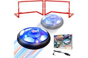Byuert Air Power Fußball Set,Fussball Geschenke Jungen, LED USB Wiederaufladbar Indoor Fussball, Spielzeug für Kinder Mädchen 3-12 Jahre, Hover Fußball Schwebender Luftkissen Ball