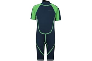 Mountain Warehouse Kids Shorty Wetsuit - 2.5mm Thickness, Flat Seams, Easy Glide Zip Children's Wetsuit, Neoprene, Adjustable Neck Closure - For Surfing, Swimming,
