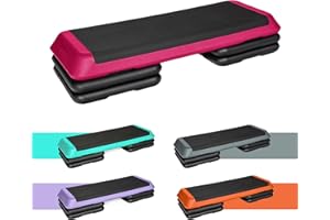 ‎TREXO TREXO Stepper Aerobic Schritt für Cardio Fitness Stepper für Zuhause Einstellbare Höhe 10|15|20 cm Home Gym Fitness Accessories für Workout bis zu 250 kg Schwarz/Rosa 109x41 cm TRX-AS01