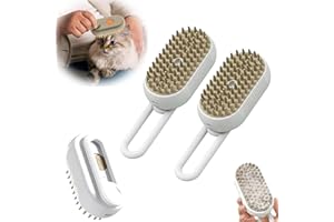 YOHFRFGX Spritz Defur Comb for Cats, Spritz Defur Comb, Celery Pets Steam Brush, 3 in 1 Water Cat Brush, Self Cleaning Steam Cat Brush, Grooming Brush for Removing Tangled and Loose Hair (2 pcs,White)