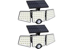 Lepro Lampe de Sécurité Solaire Extérieur Puissante 1200LM, Projecteur Extérieure avec Détecteur de Mouvement PIR, 3 Têtes, IP65 Étanche Solaire éclairage Mural d'extérieur pour Porche, Jardin, Patio