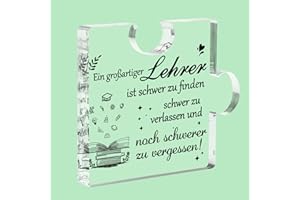 UUEMB Gifts for Teachers, Acrylic Plaque Engraved Puzzle Shape Teacher's Day Gift Leaving Gift Teacher Retirement Thank You Gift, Desk Decorations Ornaments