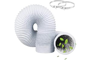 TXErfolg Tumble Dryer Vent Hose 4Inch 10FT(3m) Long Flexible Aluminum Air Ducting 100mm PVC White 4Layer Dryer Ducting Pipe with 2 Stainless Hose Clips for HVAC Ventilation, Extractor Fan System
