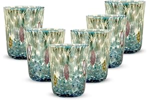 Gocce di Murano Arcobaleno Pioggia - 6 vasos de agua elaborados según la tradición de los artesanos de Murano, vidrio soplado y trabajado a mano, 300 ml