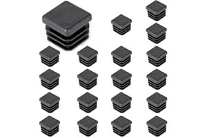 OSDUE 20 * 20mm Carré Bouchons à lamelles,20 PCS Bouchons de Couverture Cache Tube en Plastique PE Bouchon Pied de Chaise Embout de Bouchon en Plastique pour Chaises Canapés Tables,Noir