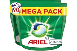 Ariel 3in1 PODS, Lessive Liquide En Capsules 90 Lavages, Original, Dissolution Rapide, Impeccable A Froid Et En Cycle Court