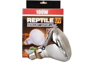 Lucky Herp Ampoule à vapeur de mercure UVA UVB pour reptile, filetage à vis E27, 100 W, 160 W disponible, transparent (100 W)