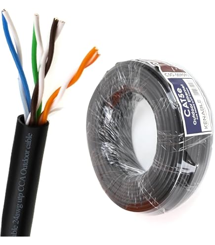 VIVO Cavo Ethernet Cat5e CCA 152,4 Metri – Bobina UTP Impermeabile Per Esterni E Sepoltura Diretta, Giacca Nera (CABLE-V011) - 4