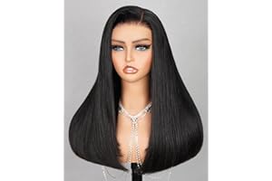 MEGALOOK Salon-Quality Glueless Wigs Pelo Natural Humano 220% Density 5x6 Pre Cut Lace Frontal Wig for Black Women 12A Silky Straight Wig Pre Plucked Glueless Wig Real Bleached Tiny Knots 20 Inch