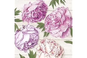 DAISY 3-Ply Spring Flowers Tissue Paper Napkins Serviettes for Decoupage Lunch 33cm x 33cm - Pack of 20 (Romantic Peonies on White Wood)