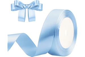 DEKOBANDER Ruban de Satin Bleu Clair 25mm x 23m Bleu Clair Ruban Cadeau Ruban de Satin pour L'emballage de Cadeaux, Bricolage, Couture, Décorations de Mariage, Décorations de Noël