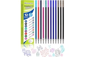 GutSache 12x Recambios Borrables Bolígrafos, Compatible con Legami, 8 Colores, Altura 13 cm, Punta 0,7 mm, Tinta Termosensible, Ideal para la Oficina y la Escuela