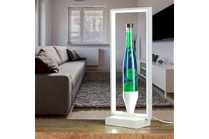 ‎EASYLIGHT Easylight Lavalampe Blau Grün Weiß mit LED Rahmen dekorativ Retro Design Tischleuchte Wohnzimmer Schlafzimmer OLI