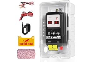 DNOYEVVS 15km ClôTure éLectrique, Cloture Electrique Pour Animaux, éLectrificateur De ClôTure éLectrique, Electrificateur Cloture Electrique , Pour La Protection Des Animaux (Black)