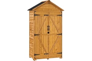 M MCombo Armadio da giardino con tetto a due falde in legno, impermeabile, colore grigio/naturale, 1000D, 48 x 90 x 178 cm (naturale)