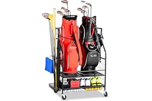 EXTCCT Golf Bag Storage Organizer- Golf Bag Stand Fit for Golf Bags and Golf Clubs, Golf Balls, Golf Equipment Accessories, Extra Large Golf Bag Storage Rack for Garage